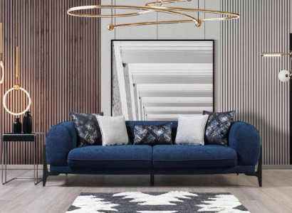 Blue he Three Seater Luxury Couch Modern Sofas Living room furniture stainless steel
